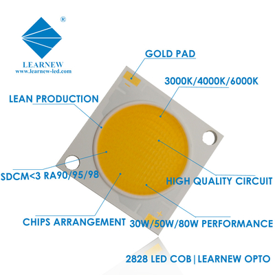 उच्च शक्ति 30W 40W 50W 80W 2828 3838 CRI>95 लंबे जीवन काल रंगीन एलईडी COB चिप एलईडी स्पॉटलाइट के लिए