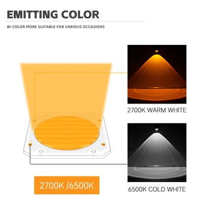 दोहरे रंग COB 6060 द्वि रंग एलईडी COB व्यापक रेंज रंग डीसी 205V 300w + 300w एलईडी COB चिप
