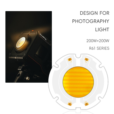 उच्च शक्ति 200W R61 60X60MM 34MM एलईडी सीओबी चिप स्टेज लाइट के लिए द्वि रंग फ्लिप चिप CCT 620nm/460nm