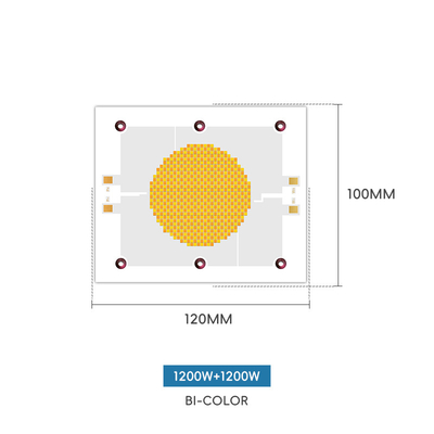उच्च प्रकाश शक्ति लाल गर्म सफेद + सकारात्मक सफेद 18a-21a 1200w +1200w smd एलईडी चिप 120*100 सीओबी चिप फोटोग्राफी प्रकाश
