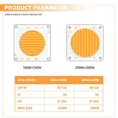 उच्च CRI 97Ra COB 5454 डुअल कलर 150w 200w 57-62V/70-74V एलईडी चिप फोटोग्राफी लैंप के लिए