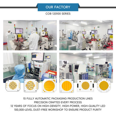 पेशेवर 1200W+1200W द्वि-कैलोरी एलईडी COB चिप 70-100lm/w 120*100mm 2-वर्ष की वारंटी के साथ फोटोग्राफी लाइट के लिए