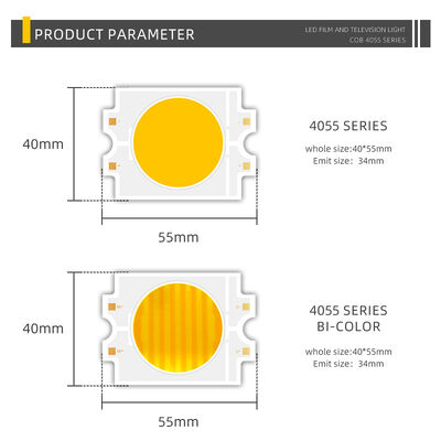 DIMMABLE 4055 COB LED चिप BICOLOR दो रंग CCT CRI95 600W 2700-6500K 40000LM डाउनलाइट्स फोटोग्राफिक लाइट्स COB चिप